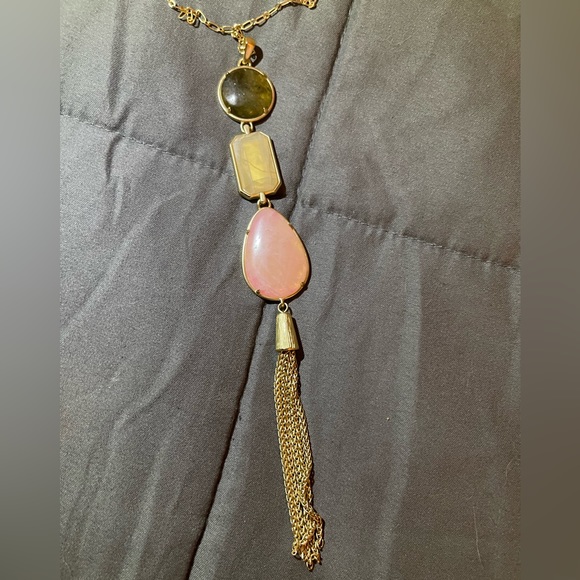 Spartan 449 Gold-tone Necklace with three stones and tassel - Picture 10 of 13